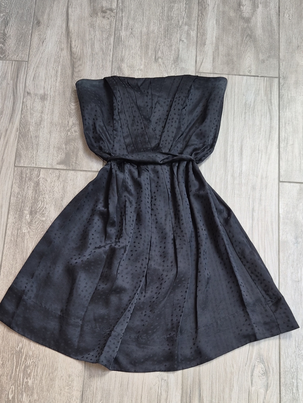 White House Black Market Black Strapless A-Line Satin Dress